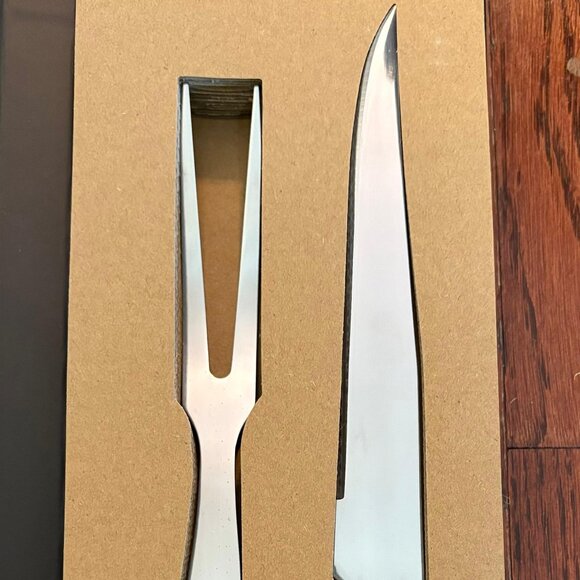 Luxury Carving Set: Porterhouse Steak Knife & Fork | Black Handle Laguiole Style - Picture 5 of 5